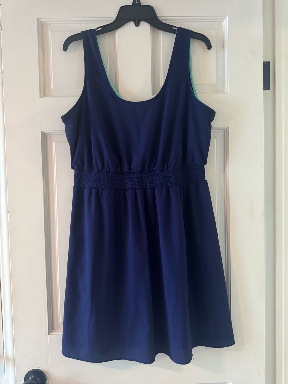 The Limited Navy Dress with Teal Trim